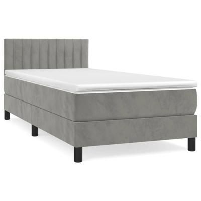 Boxspring met matras fluweel lichtgrijs 90x190 cm