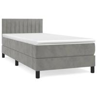 Boxspring met matras fluweel lichtgrijs 90x190 cm - thumbnail