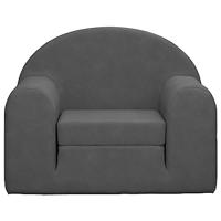 Kinderslaapbank zacht pluche antracietkleurig - thumbnail