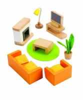 Hape woonkamer poppenhuis 12 delig - thumbnail