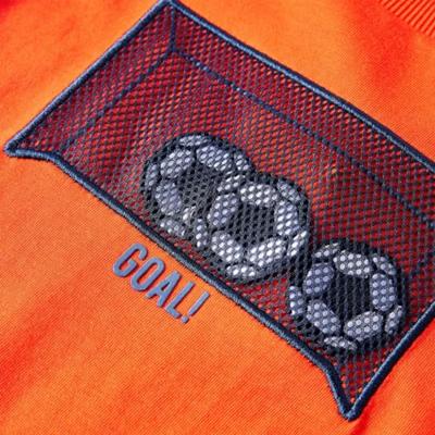 Kindershirt met lange mouwen voetbaldoelprint 104 feloranje Kindershirt met lange mouwen voetbaldoelprint 104 feloranje