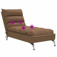 Massage chaise longue met kussens stof bruin - thumbnail