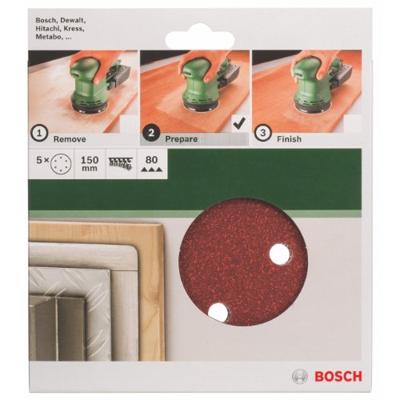 Bosch Accessoires Schuurblad Ø150 mm | G80 | WP | 6 Gaten | Velc | 5 stuks - 2609256A31