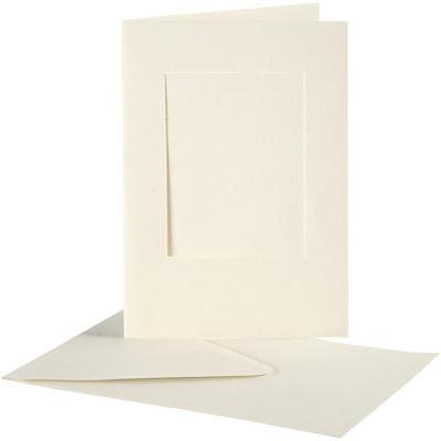 Creativ Company Passepartout kaarten , rechthoek, afmeting kaart 10,5x15 cm, afmeting envelop 11,5x16,5 cm, off-white, 10 set/ 1 doos