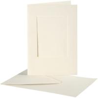 Creativ Company Passepartout kaarten , rechthoek, afmeting kaart 10,5x15 cm, afmeting envelop 11,5x16,5 cm, off-white, 10 set/ 1 doos - thumbnail