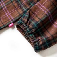 Kinderjurk met lange mouwen geruit patroon 128 cognackleurig - thumbnail