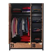 Vipack 3-deurs kledingkast Alex - bruin - 200x147,4x55 cm - thumbnail