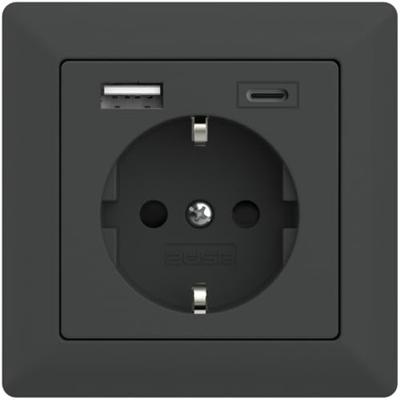 2USB 2U-449542 Geaard stopcontact Met USB-laaduitgang, Aanraakbeveiliging, VDE IP20 Antraciet 2USB 2U-449542 Geaard stopcontact Met USB-laaduitgang, Aanraakbeveiliging, VDE IP20 Antraciet