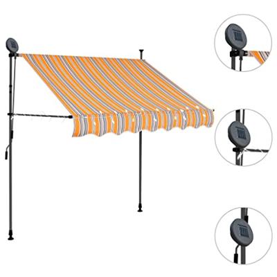 VidaXL Luifel handmatig uitschuifbaar met led 200 cm geel en blauw