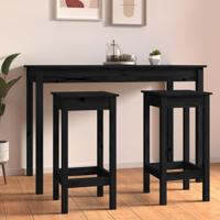 Barstoelen 2 st 40x40x78 cm massief grenenhout zwart - thumbnail