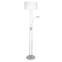 Klassieke vloerlamp Up - Geborsteld staal - 50/50/185cm - 2 lichts staande lamp met lampenkap - geschikt voor E27 LED lichtbron - met draaischakelaar - geschikt voor woonkamer, slaapkamer en thuiskantoor - thumbnail