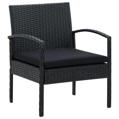 VidaXL Tuinstoel met kussen poly rattan zwart