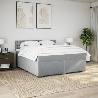 Boxspring met matras stof lichtgrijs 180x200 cm