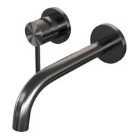 BRAUER Stripe Inbouw Wastafelmengkraan - gebogen uitloop en rozetten model A2 - gunmetal geborsteld PVD 5-GM-332 - thumbnail