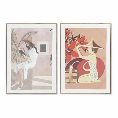 Schilderij DKD Home Decor Vrouw (2 Stuks) (50 x 3 x 70 cm)