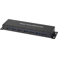 Renkforce RF-3955359 USB 3.2 Gen 1-hub 7 poorten Voor wandmontage, Met metalen behuizing Zwart - thumbnail