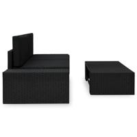 3-delige Loungeset poly rattan zwart - thumbnail