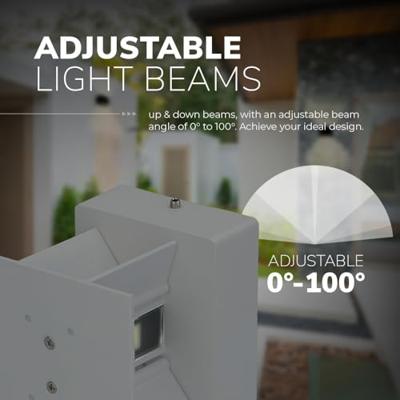 Kansas LED wandlamp - 7 Watt 560lm - 3000K warm wit - IP65 waterdicht - Up Down Lamp - Grijs - Kubus - Voor binnen en buiten