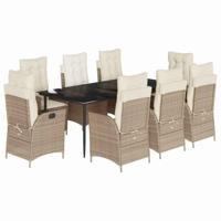9-delige Tuinset met kussens poly rattan beige - thumbnail