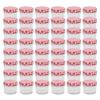 VidaXL Jampotten met wit met rode deksels 48 st 110 ml glas VidaXL Jampotten met wit met rode deksels 48 st 110 ml glas