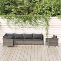 7-delige Loungeset met kussens poly rattan grijs - thumbnail