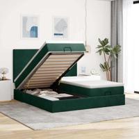 Ottoman bed met matrassen 160x200cm fluweel donkergroen - thumbnail