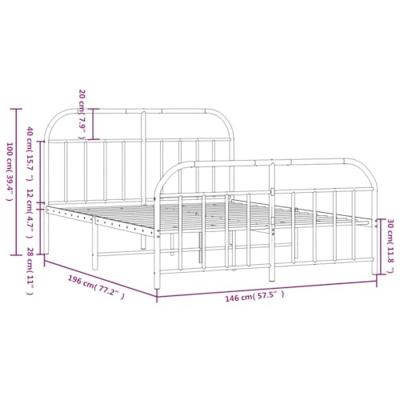 Bedframe met hoofd- en voeteneinde metaal zwart 140x190 cm Bedframe met hoofd- en voeteneinde metaal zwart 140x190 cm