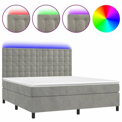 Boxspring met matras en LED fluweel lichtgrijs 160x200 cm
