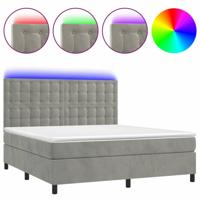 Boxspring met matras en LED fluweel lichtgrijs 160x200 cm - thumbnail