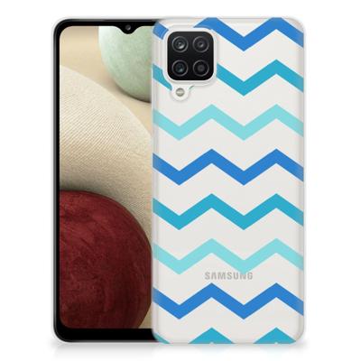Samsung Galaxy A12 | TPU bumper | Zigzag Blauw Samsung Galaxy A12 | TPU bumper | Zigzag Blauw