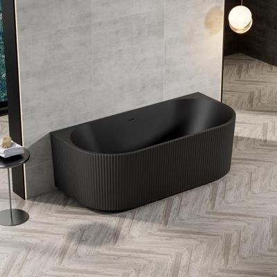 Zeza Nuo Half Vrijstaand Bad - 170x80x58cm - ribbel - met afvoer - mat zwart 6119_MB