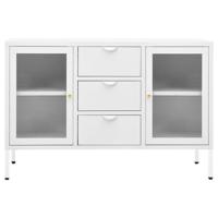 Dressoir 105x35x70 cm staal en gehard glas wit - thumbnail