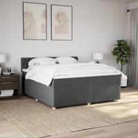 Boxspring met matras stof donkergrijs 200x200 cm - thumbnail