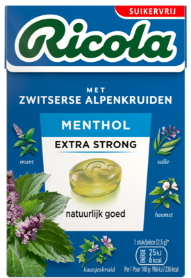 Ricola Menthol Extra Strong Suikervrij Doosje
