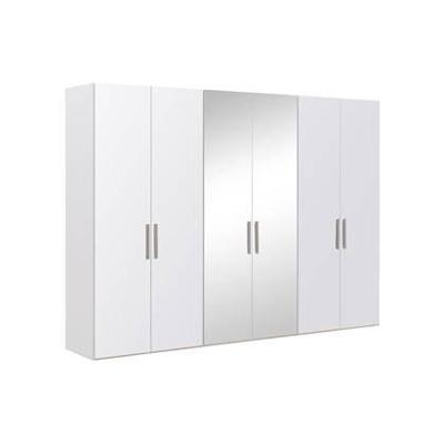 Goossens Kledingkast Easy Storage Ddk, Kledingkast 304 cm breed, 220 cm hoog, 4x glas draaideur en 2x spiegel draaideur midden