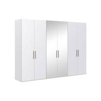 Goossens Kledingkast Easy Storage Ddk, Kledingkast 304 cm breed, 220 cm hoog, 4x glas draaideur en 2x spiegel draaideur midden - thumbnail