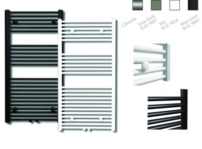 Designradiator Sanicare RVS Look Inclusief Ophanging Midden Aansluiting Recht 120x60 cm Sanicare