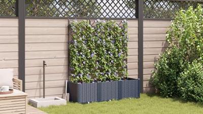 Tuin Bloempot 3 pcs Grijs 120 x 40 x 143 cm Staal Tuin Bloempot 3 pcs Grijs 120 x 40 x 143 cm Staal