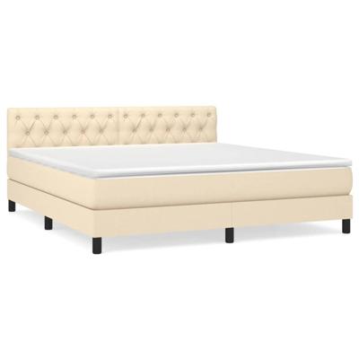 Boxspring met matras stof crèmekleurig 160x200 cm