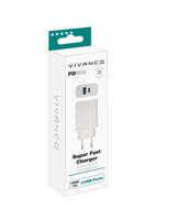 Vivanco TCVVDUALUSB20W GSM-lader USB-A, USB-C Met snellaadfunctie Wit - thumbnail