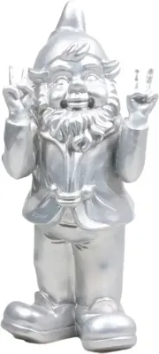 Stoobz Kabouter peace h31cm zilver Stoobz Kabouter peace h31cm zilver