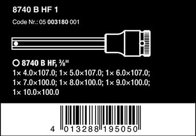 Wera 8740 B HF 1 Zyklop Bitdoppen set binnenzeskant, met vasthoudfunctie, 3/8"-aandrijving, 7-delig - 1 stuk(s) - 05003180001 - thumbnail