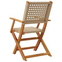 Tuinstoelen 4 st inklapbaar poly rattan en massief hout beige - thumbnail