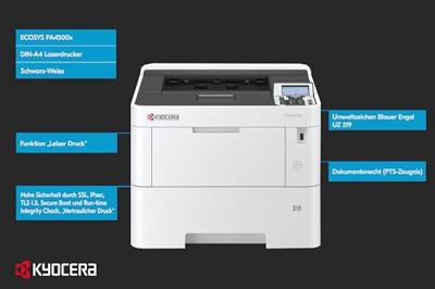 Kyocera ECOSYS PA 4500 x Plus Printer Laser, kleur Zwart/wit 45 pag./min. 1200 x 1200 dpi Duplex, LAN, USB