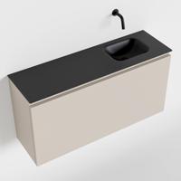 MONDIAZ OLAN 100cm toiletmeubel linen. LEX wastafel urban rechts geen kraangat - thumbnail