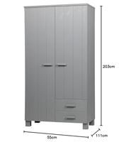 WOOOD Kledingkast 'Dennis', kleur Betongrijs - thumbnail
