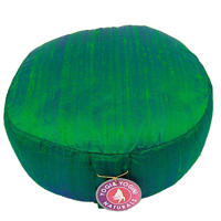 Yogi & Yogini Meditatiekussen Rond Ruwe Zijde Groen - 33 x 17 cm - thumbnail