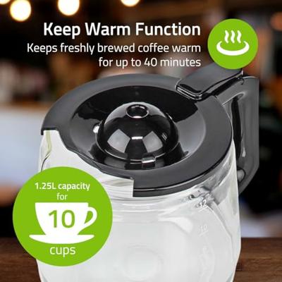 Koffiezetapparaat | Maximale capaciteit: 1.5 l | Aantal kopjes tegelijk: 12 | Warmhoudfunctie | Zilver / Zwart - thumbnail