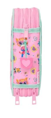 Driedubbele Pennenzak SuperKitties Roze Turkoois 12,5 x 19,5 x 5,5 cm 37 Onderdelen