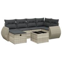 6-delige Loungeset met kussens poly rattan lichtgrijs - thumbnail